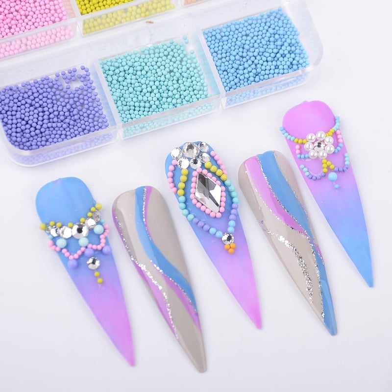 WEILUSI 3D Nails Art Decoration Steel Studs - Mini Metal Caviar Nails Beads Set Summer Micro Macaron Nail Crystal Ball Bead for Women Nail House Salons DIY Tools Manicure Makeup Dress Shoes-1MM - Image 3